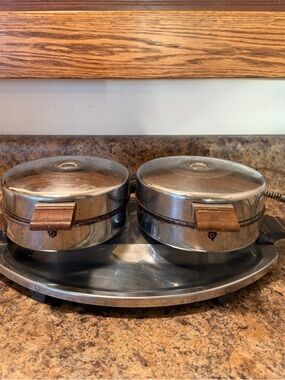 Stainless Steel Double Waffle Iron Dominion vintage